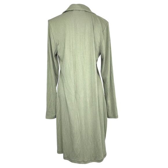Abercrombie & Fitch Womens Size XL A&F Sweater Dress Midi Ribbed Olive Collared - Picture 3 of 5